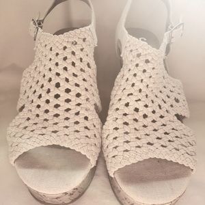 Women's cotton weave wedges